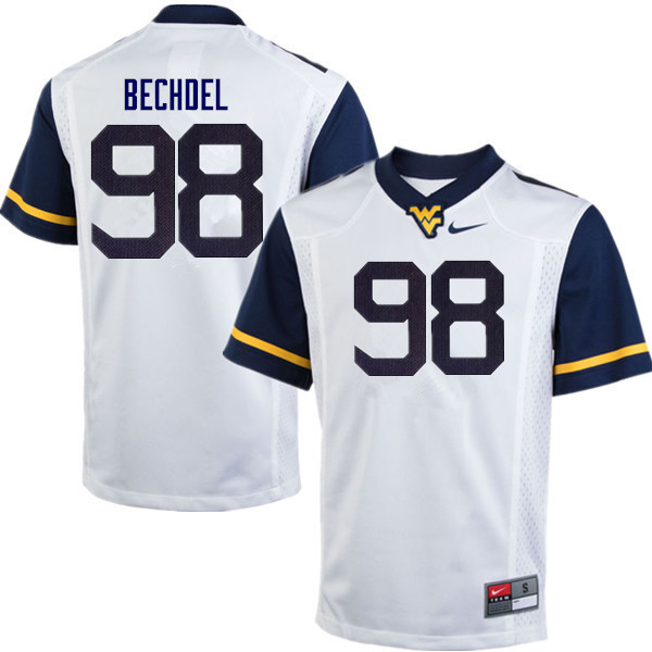 Men #98 Leighton Bechdel West Virginia Mountaineers College Football Jerseys Sale-White